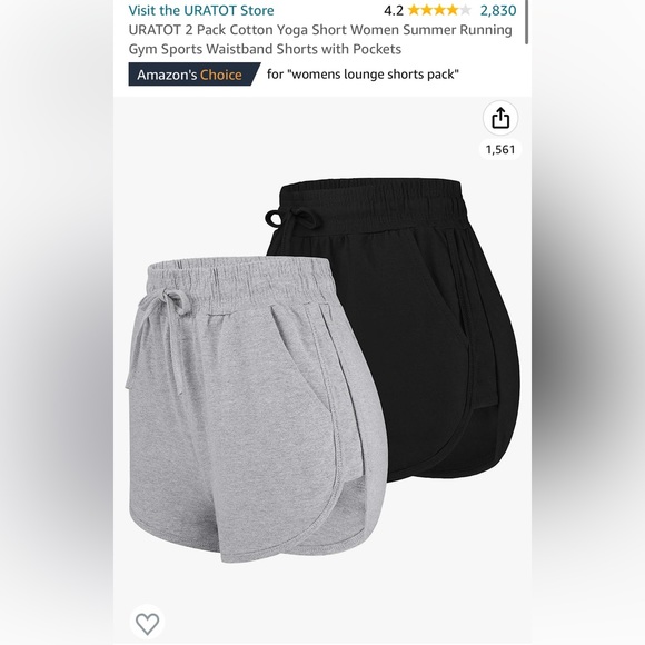 Amazon URATOT Black and Grey Shorts Set - Picture 1 of 4